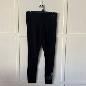 PINK Victoria's Secret Black Leggings with Green Details